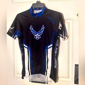 Bike riding Jersey - Air Force - 3 pockets on back with zip front - airplane - S